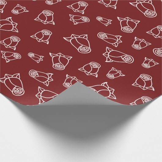 Witte Rozen 40e Verjaardag Robijnrood Naadloos Cadeaupapier (Hoek)