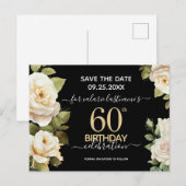 Witte Rozen 60e Verjaardag Save the Date-ansichtka Briefkaart (Voorkant / Achterkant)