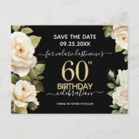 Witte Rozen 60e Verjaardag Save the Date Postkaart