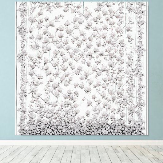 Witte rozen A Canvas Afdruk (Insitu (Houten vloer))