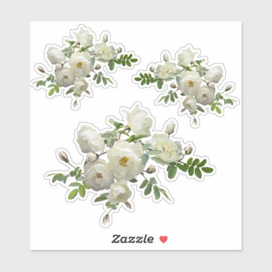 Witte rozen aan een tak scrapbook schrijfwaren sticker (Vel)