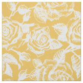 Witte Rozen aangepaste gele achtergrond Stof (Swatch)