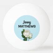 witte rozen aangepaste naam op blauw pingpongbal (Voorkant)