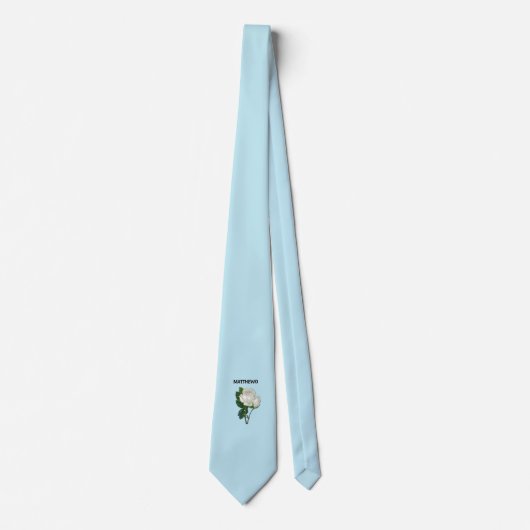  witte rozen aangepaste naam op blauw stropdas (Voorkant)