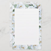 Witte rozen Achtergrond 1 Stationery Lined Briefpapier (Voorkant / Achterkant)
