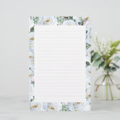 Witte rozen Achtergrond 1 Stationery Lined Briefpapier (Staand voorkant)
