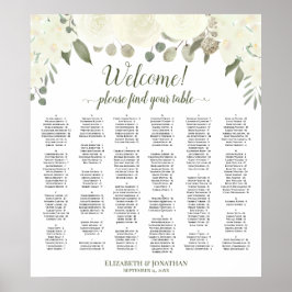 Witte rozen Alfabetische Welkomststartkaart Poster