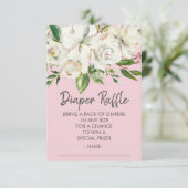 Witte Rozen Baby Shower Luier Raffel Ticket Kaart (Staand voorkant)