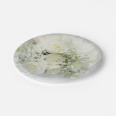 Witte rozen, babybloemen papieren bordje (Gekanteld)