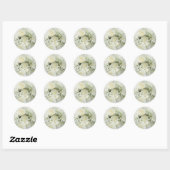 Witte rozen, babybloemen ronde sticker (Vel)