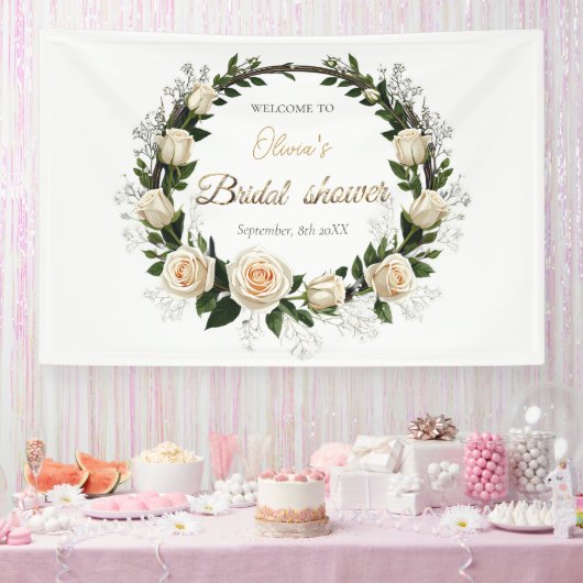 Witte rozen & baby's adem spandoek (Feest)