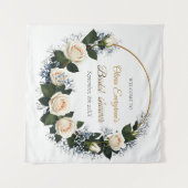 Witte rozen & baby's adem verwelkomen wandkleed (Voorkant (horizontaal))