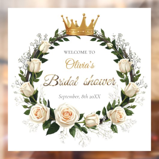 Witte Rozen & Baby's Breath Bruidsfeest Raamsticker (Vel 2)