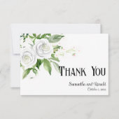 Witte Rozen & Baby's Breath Bruiloft Dank u Kaart (Voorkant)