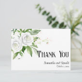 Witte Rozen & Baby's Breath Bruiloft Dank u Kaart (Staand voorkant)