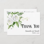 Witte Rozen & Baby's Breath Bruiloft Dank u Kaart (Voorkant / Achterkant)