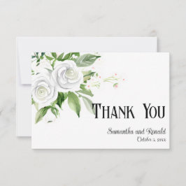 Witte Rozen & Baby's Breath Bruiloft Dank u Kaart