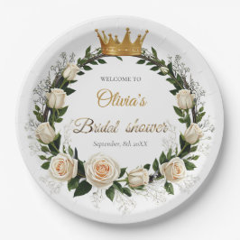 Witte Rozen & Baby's Breath Bruiloftsborrel Papieren Bordje