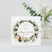 Witte Rozen & Baby's Breath Favoren Bedankkaart (Staand voorkant)