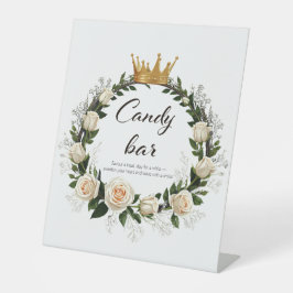 Witte Rozen & Baby's Breath Snoepbar Reclamebord Met Voetstuk