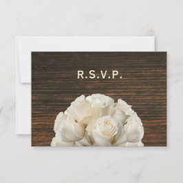 Witte Rozen & Barnwood Rustieke Bruiloft RSVP