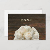 Witte Rozen & Barnwood Rustieke Bruiloft RSVP (Voorkant / Achterkant)