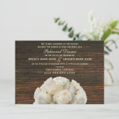Witte Rozen & Barnwood rustieke repetitie diner Kaart (Staand voorkant)