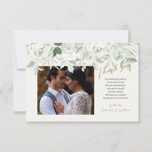 Witte Rozen Bedankkaart (Voorkant)