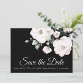 Witte rozen | Black Save The Date (Staand voorkant)