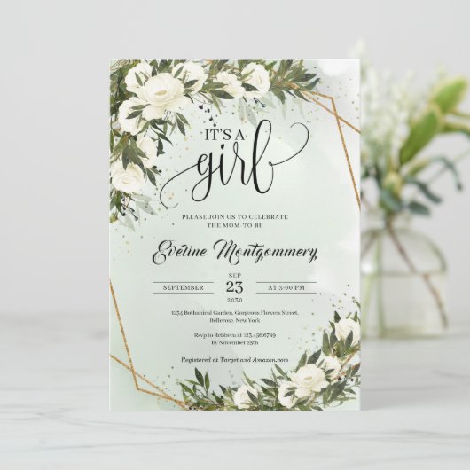 Witte rozen bladeren van bosgroene olijven Het is  Kaart (Staand voorkant)