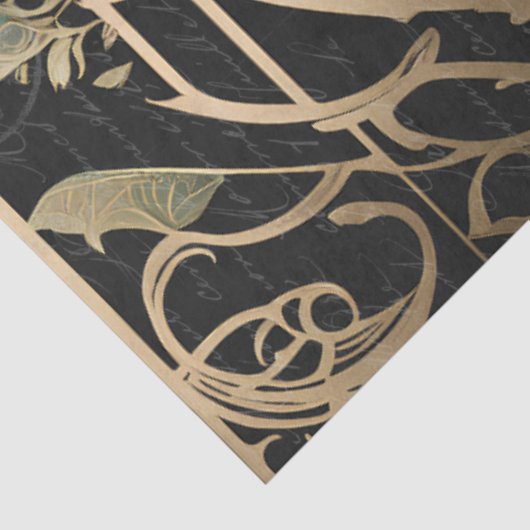  witte rozen blauw vogel art nouveau efemera tissuepapier (Detail)