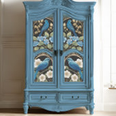  witte rozen blauw vogel art nouveau efemera tissuepapier