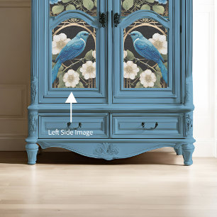 witte rozen blauw vogel art nouveau efemera tissuepapier