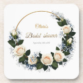 Witte rozen & blauwe baby's adem bier onderzetter (Voorkant)