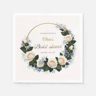 Witte rozen & blauwe baby's adem vieren servet