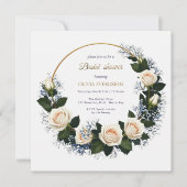 Witte Rozen & Blauwe Baby's Breath Bruiloft Feest Kaart (Voorkant)