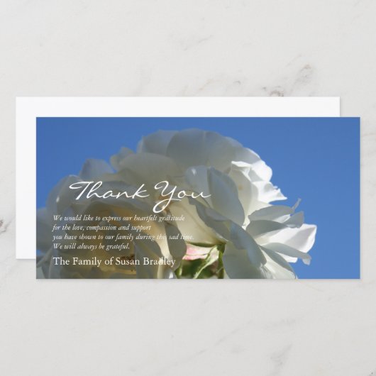 Witte Rozen Blauwe Lucht 3 Sympathie Bedankkaart (Voorkant / Achterkant)