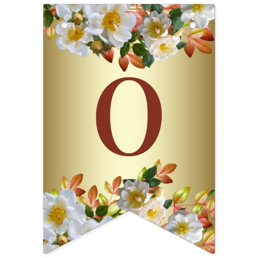 Witte Rozen Bloem Gouden Slagboom Vlag Vlaggetjes (Tweede vlag)