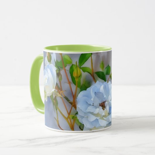 Witte Rozen Bloem Kunst Mok Kopje (Voorkant links)