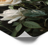 Witte Rozen Bloem Kunst Print Poster (Hoek)