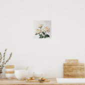 Witte Rozen Bloem Kunstprint Poster (Keuken)