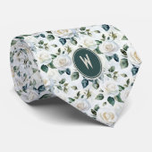 Witte Rozen Bloem  Stropdas (Opgerold)