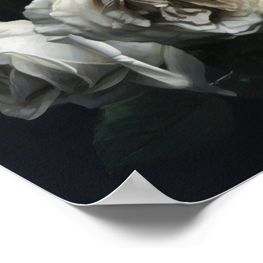 Witte Rozen Bloemen Art Print Poster (Hoek)