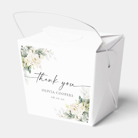 Witte Rozen Bloemen Baby shower Favoriet Box Bedankdoosjes (Achterkant)