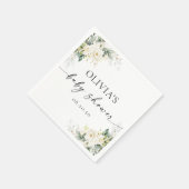 Witte Rozen Bloemen Baby shower Papier Servet (Hoek)