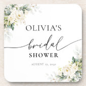 Witte Rozen Bloemen Beverage Coaster Bier Onderzetter (Voorkant)