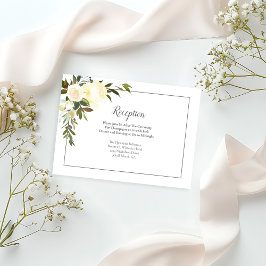 Witte Rozen Bloemen Bruiloft Receptie | Olijfgroen Informatiekaartje