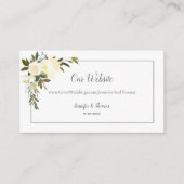 Witte Rozen Bloemen Bruiloft Website | Olijfgroen Informatiekaartje (Voorkant)