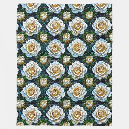 Witte rozen bloemen fleece deken (Voorkant)