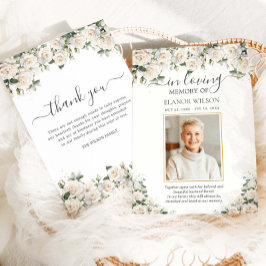 Witte Rozen Bloemen Foto Begrafenismonument Bedankkaart